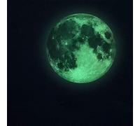 Alnicov Autocollant mural lumineux en forme de lune - 30 cm - Décoration murale parfaite pour chambre à coucher, salon, anniversaire - Vert