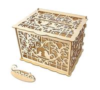 Alnicov Boîte à cartes de mariage rustique en bois avec serrure pour réception, anniversaire de mariage, fête d'anniversaire, obtention du diplôme