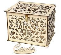 Alnicov Boîte en bois pour cartes de mariage,tirelire avec fente de verrouillage,tirelire en bois pour réception de mariage,anniversaire,décoration de fête (Mr & Mrs-Grande taille)