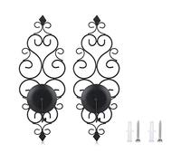 Alnicov Bougeoir mural en fer,Ensemble de 2 bougeoirs muraux muraux, bougeoirs, décoration de chambre à coucher, salle à manger, salon, salle de bain, noir