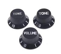 Alnicov Boutons de commande de guitare - 1 volume - 2 tons - Compatible avec les pièces de guitare électrique de style Fdstrat Stratocaster (noir)