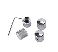 Alnicov Boutons de contrôle de vitesse de guitare Boutons de tonalité de dôme de volume en métal avec clés Allen Jeu de vis pour basse de guitare électrique, Chrome Pack de 4
