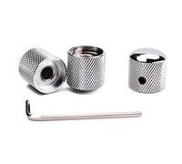 Alnicov Boutons de potentiomètre pour guitare, diamètre 6,0 mm Lot de 3 boutons de potentiomètre type dôme, moletés, chromés.
