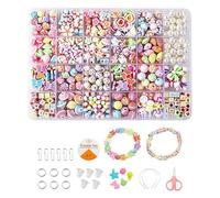 Alnicov Bracelet en Plastique Coloré Ensemble de Perles de Bricolage Kit de Perles de Bijoux pour la Fabrication de Bracelets Colliers Artisanat