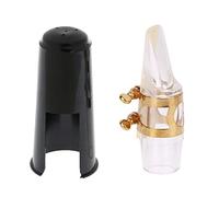 Alnicov Embouchure transparente pour saxophone Alto avec une ligature plaquée or et un capuchon en plastique