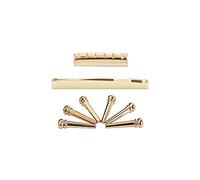 Alnicov - Ensemble de chevalet et sillet avec 6 chevilles et écrou en laiton doré pour guitare acoustique à 6 cordes