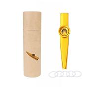 Alnicov Kazoo en alliage d'aluminium avec 5 membranes de flûte de kazoo et une belle boîte pour instruments de musique, ukulélé, guitare, partenaire (doré)