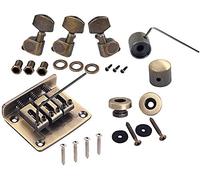 Alnicov Kits Combo Bronze Chevalet Selle avec Claviers de Tuning, Boutons de Contrôle, Verrous de Sangle, Clés, Vis, Rondelles pour Guitare Cigar Box à 3 Cordes