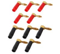 Alnicov Lot de 10 fiches Bananes coudées pour Haut-Parleur, 4 mm/0,16 po, 90 degrés, pour câbles de Haut-Parleur, Prises et amplificateur (Rouge et Noir)
