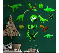 Alnicov Lot de 17 stickers muraux phosphorescents en forme de dinosaure amovibles pour maison, bureau, salon, salle de bain
