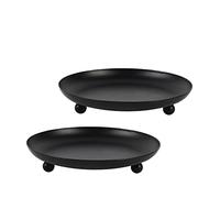 Alnicov Lot de 2 assiettes porte-bougies, 4,4 pouces, support pour bougies de cire, pour cônes d'encens, spa, mariage, prier, décoration de fête à la maison, noir