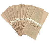 Alnicov Lot de 20 pochettes à couverts en toile de jute naturelle pour décoration de table de mariage,fête,banquet,etc