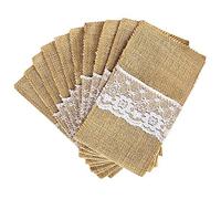 Alnicov Lot de 20 porte-couverts en toile de jute naturelle pour fête de mariage, dîner, Thanksgiving, banquet