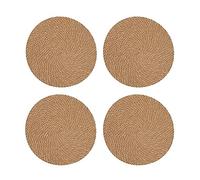 Alnicov Lot de 4 Dessous de Table Ronds en Lin Tressé Résistant à la Chaleur 23,9 cm