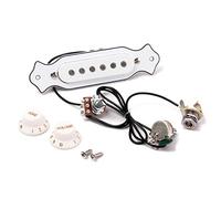 Alnicov Micro magnétique avec trou de son blanc avec boutons de volume de tonalité pour guitare acoustique ou électrique folk à 6 cordes