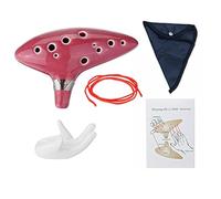 Alnicov Ocarina Alto Do 12 trous avec guide de démarrage et sac de protection, rouge