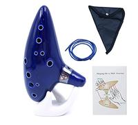 Alnicov Ocarina alto en do 12 trous avec support de présentation et sac de protection Bleu