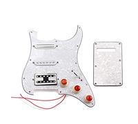 Alnicov Pickguard à 3 plis pré-câblés SSH avec plaque anti-rayures à bobine simple Alnico 5 et aimant Humbucker pour guitare électrique ST Strat (blanc perle)