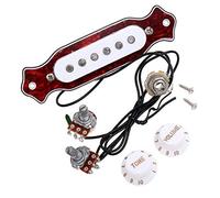 Alnicov Pickup magnétique de trou de son de coque chélonienne rouge avec boutons de Volume de tonalité pour guitare acoustique ou électrique folk à 6 cordes