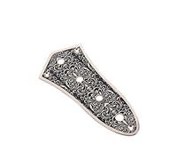 Alnicov Plaque de contrôle de basse 4 trous en alliage de zinc avec motifs noirs pour guitare basse jazz