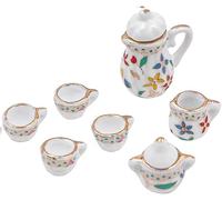 Alnicov Service à thé miniature - 15 pièces - Tasses en porcelaine - Accessoires pour maison de poupée Barbie 1/12 - Maison de poupée Lundby - Maison de poupée miniature