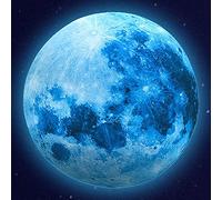 Alnicov Stickers muraux phosphorescents en forme de lune pour chambre à coucher, salon, décoration d'anniversaire Bleu 30 cm