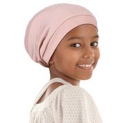 Alnorm Bonnet de nuit pour cheveux bouclés - Bonnet ample en jersey - Rose délavé