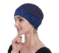 Alnorm Bonnets de Chimio en Bambou pour Les Femmes Qui dorment Léger Marine