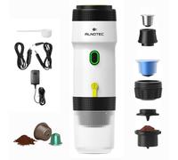ALNOTEC Expresso Machine à Café Portable Electrique Auto Chauffante, 20BAR - 3 EN 1 Compatible Capsules NES, DG et Café Moulu - Chargeurs 220V, USB et Voiture - Brassage Froid/Chaud - Rechargeable.