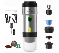 ALNOTEC Expresso- Machine à Café Portable - Electrique Auto Chauffante, 20BAR - 3 EN 1 Compatible Capsules NES, DG et Café Moulu - Chargeurs 220V, USB et Voiture - Brassage Froid/Chaud - Rechargeable.