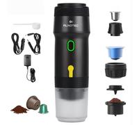 ALNOTEC Expresso Machine à Café Portable Electrique Auto Chauffante, 20BAR - 3 EN 1 Compatible Capsules NES, DG et Café Moulu - Chargeurs 220V, USB et Voiture - Brassage Froid/Chaud - Rechargeable.