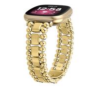 Alociaga Bracelet à perles compatible avec Fitbit Versa 4/Sense 2/Versa 3/Sense - Bracelet élégant en métal pour montre intelligente Fitbit, Fitbit versa 3/4, Pas de pierre précieuse
