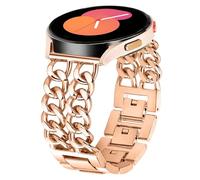 Alociaga Bracelet en chaîne en métal compatible avec Galaxy Watch 7, Galaxy Watch 6, 5/4/FE/Pro/Classic/Active 2, bracelet de montre habillé à double chaîne de 20 mm pour femme (or rose)