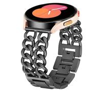Alociaga Bracelet en chaîne en métal pour femme compatible avec Galaxy Watch 7, Galaxy Watch 6, 5/4/FE/Pro/Classic/Active 2, bracelet de montre habillé à double chaîne de 20 mm pour femme (noir)