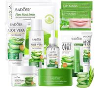 Aloe Vera Ensemble De Soins De La Peau 11 Pièces,Avec Crème Nettoyante,Toner,Sérum,Masque,Kit De Soins De La Peau Hydratants,Coffret Cadeau De Soins De La Peau Pour Adolescentes Et Femmes