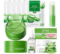 Aloe Vera Ensemble de Soins de la Peau 19 Pièces, Coffret Soin Visage Femme, Coffret Beauté, avec Crème, Crème pour les Yeux, Masque à Lèvres, Hydratant, pour Adolescentes et Femmesa