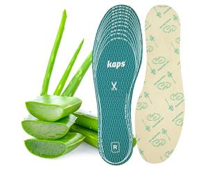Aloe Vera et Semelles de Chaussures Ultra-Fraîches Pour Hommes et Femmes, Inserts au Toucher Doux Pour un Usage Quotidien, 1 Paire Coupées Pour S'adapter Avec la Technologie Anti-Odeurs de Kaps