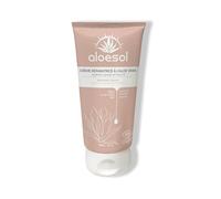 ALOESOL Crème Réparatrice Aloe Vera 75% Bio - Crème Hydratante Visage Corps Mains - Peau Sèche et Sensible - Texture Non Grasse - Certifiée COSMOS ORGANIC - 150 ml