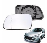 ALOEU Verre de Rétroviseur Verre de Recul Miroir pour PEUGEOT 407/407 SW 2004-2009 8151PE 8151PC 8151GV 8151GW, avec Plaque de Support Remplacement,left-1pcs