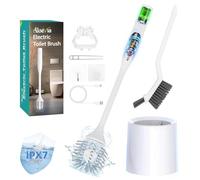 Aloevia Brosse WC électrique avec support, ultra silencieuse et puissante, étanche IPX7, brosse autonettoyante pour toilettes/baignoire/joints, brosse rotative sans fil avec puissance turbo de 320 tr