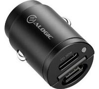 Alogic Rapid Power Mini - Adaptateur secteur pour voiture - 30 Watt - 3 A - Fast Charge - 2 ports de sortie (24 broches USB-C)