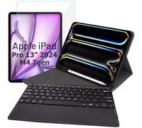 Alogy Étui Clavier pour Apple iPad Pro 13" M4 2024 7gen Smart Book Cover Case Auto réveil/Sommeil Support Stylet Support Noir + Clavier + Verre trempé