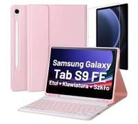 Alogy Étui clavier pour Apple Samsung Galaxy Tab S9 FE 10,9 pouces Smart Book Cover Case Réveil/Sommeil Automatique Support Stylet Support pour Tablette Rose + Clavier + Verre Trempé