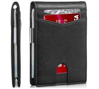 Alogy Portefeuille pour homme avec clip porte-cartes et billets - Minimaliste, RFID, clip en métal, pour 10 cartes de visite cadeau antivol mince 1,5 cm bloquant le signal RFID noir, noir, 2 x 8.7 x