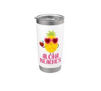 Aloha Beaches Ananas Cool Vacances D'été Plage Hawaï Gobelet isotherme en acier inoxydable double paroi