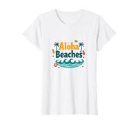 Aloha Beaches Tropical Paradise Vacances d'été T-Shirt, Femme, Blanc, 3XL