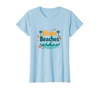 Aloha Beaches Tropical Paradise Vacances d'été T-Shirt, Femme, Bleu Céleste, 3XL