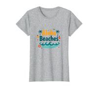 Aloha Beaches Tropical Paradise Vacances d'été T-Shirt, Femme, Gris Chiné, 3XL