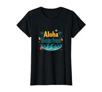Aloha Beaches Tropical Paradise Vacances d'été T-Shirt, Femme, Noir, 3XL