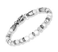 Aloha Bracelet homme femme avec pierres naturelles de 6 mm et perles en acier inoxydable, idée cadeau, Taglia Unica, Acier inoxydable, Jaspe